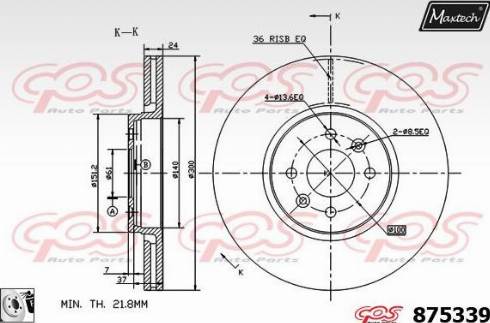 Maxtech 875339.0080 - Тормозной диск autospares.lv