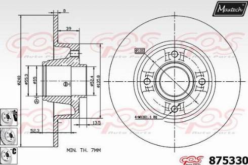 Maxtech 875330.6885 - Тормозной диск autospares.lv