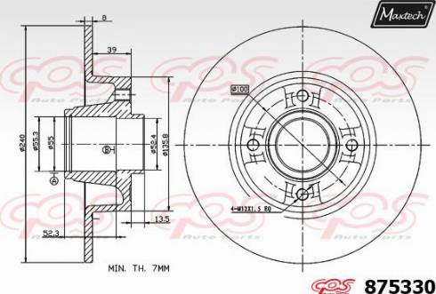 Maxtech 875330.0005 - Тормозной диск autospares.lv