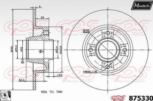 Maxtech 875330.0085 - Тормозной диск autospares.lv