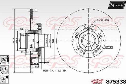 Maxtech 875338.6985 - Тормозной диск autospares.lv