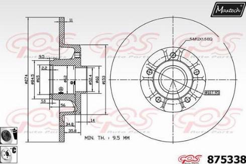 Maxtech 875338.6065 - Тормозной диск autospares.lv