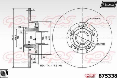 Maxtech 875338.0065 - Тормозной диск autospares.lv