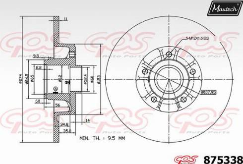 Maxtech 875338.0005 - Тормозной диск autospares.lv