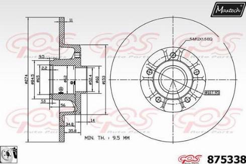 Maxtech 875338.0085 - Тормозной диск autospares.lv