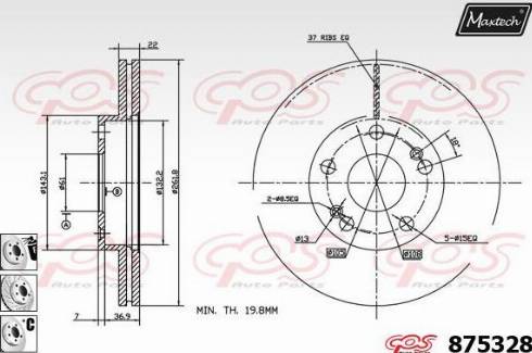 Maxtech 875328.6980 - Тормозной диск autospares.lv