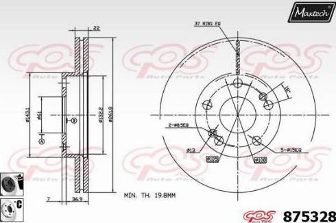 Maxtech 875328.6060 - Тормозной диск autospares.lv