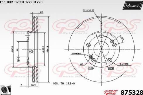 Maxtech 875328.0060 - Тормозной диск autospares.lv