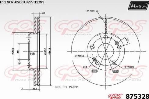 Maxtech 875328.0000 - Тормозной диск autospares.lv