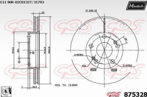 Maxtech 875328.0080 - Тормозной диск autospares.lv