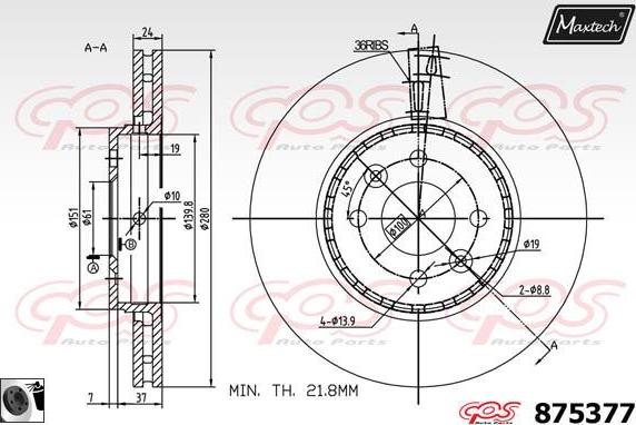 Maxtech 875323 - Тормозной диск autospares.lv