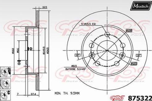 Maxtech 875322.6880 - Тормозной диск autospares.lv