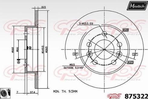 Maxtech 875322.0060 - Тормозной диск autospares.lv