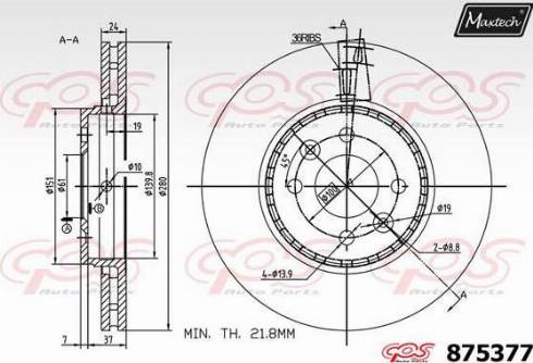 Maxtech 875377.0000 - Тормозной диск autospares.lv