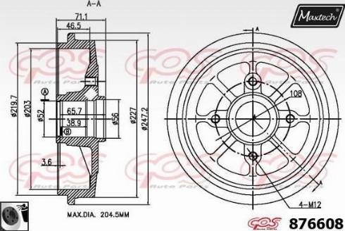 Maxtech 876608.0060 - Тормозной барабан autospares.lv