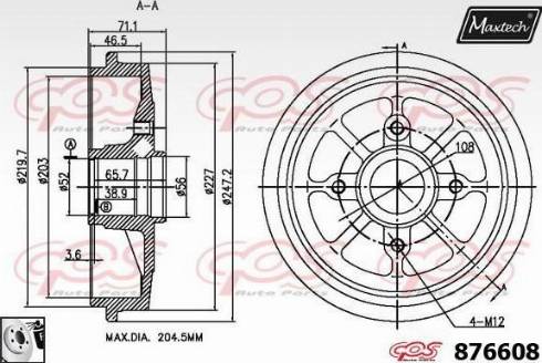 Maxtech 876608.0080 - Тормозной барабан autospares.lv