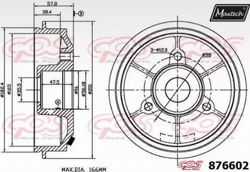 Maxtech 876602.0006 - Тормозной барабан autospares.lv