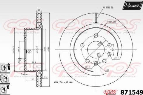 Maxtech 871549.6880 - Тормозной диск autospares.lv