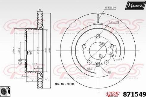 Maxtech 871549.0060 - Тормозной диск autospares.lv