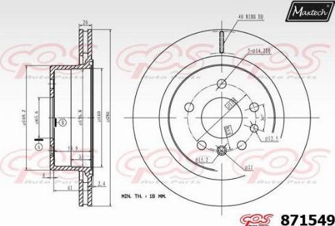 Maxtech 871549.0000 - Тормозной диск autospares.lv