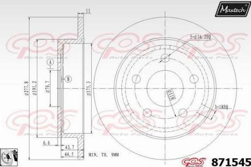 Maxtech 871545.0080 - Тормозной диск autospares.lv