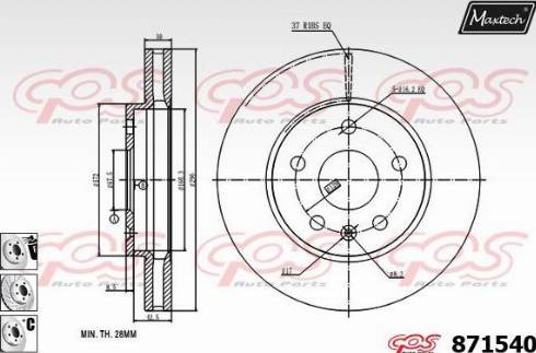 Maxtech 871540.6980 - Тормозной диск autospares.lv