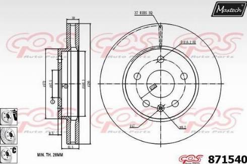 Maxtech 871540.6880 - Тормозной диск autospares.lv