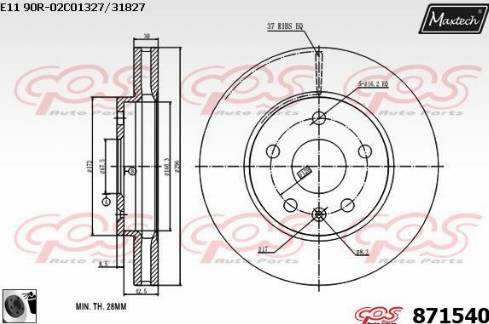 Maxtech 871540.0060 - Тормозной диск autospares.lv