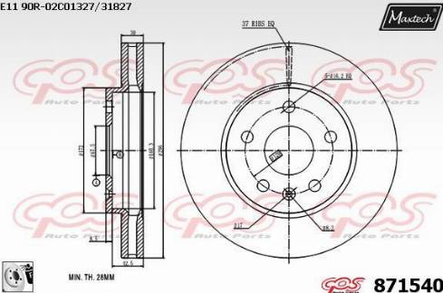 Maxtech 871540.0080 - Тормозной диск autospares.lv