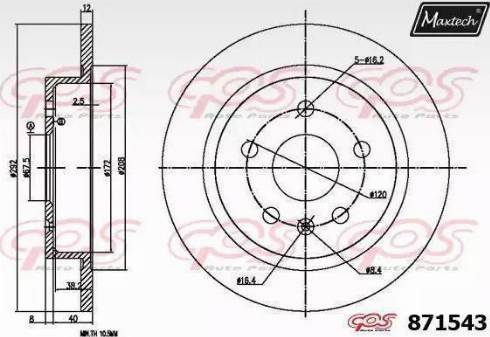 Maxtech 871543.6060 - Тормозной диск autospares.lv