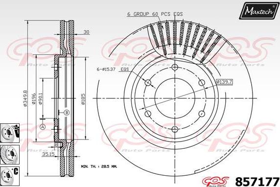 Maxtech 871543 - Тормозной диск autospares.lv