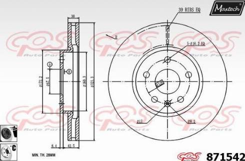 Maxtech 871542.6060 - Тормозной диск autospares.lv