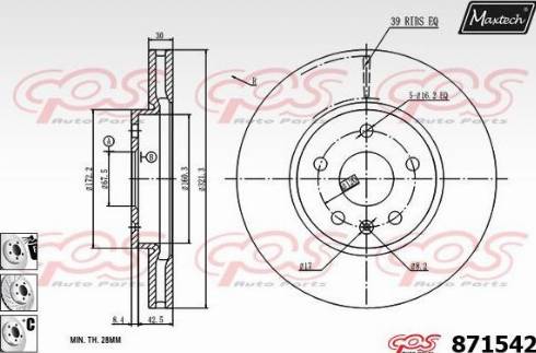 Maxtech 871542.6880 - Тормозной диск autospares.lv