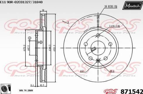 Maxtech 871542.0060 - Тормозной диск autospares.lv