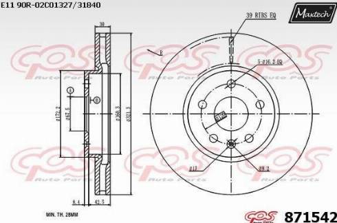 Maxtech 871542.0000 - Тормозной диск autospares.lv