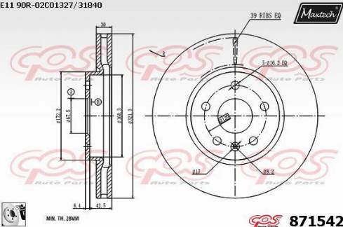 Maxtech 871542.0080 - Тормозной диск autospares.lv