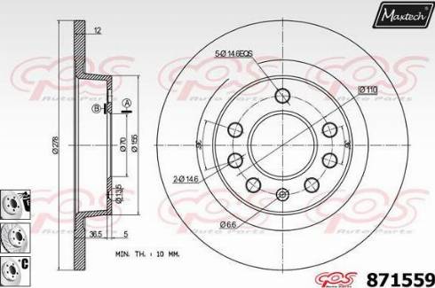 Maxtech 871559.6980 - Тормозной диск autospares.lv