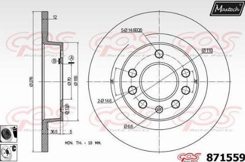 Maxtech 871559.6060 - Тормозной диск autospares.lv