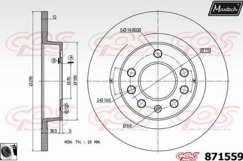 Maxtech 871559.0060 - Тормозной диск autospares.lv