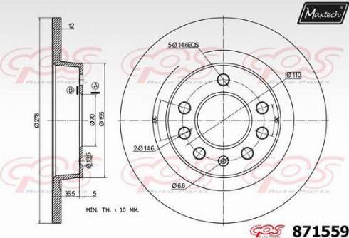 Maxtech 871559.0000 - Тормозной диск autospares.lv