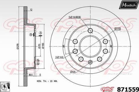 Maxtech 871559.0080 - Тормозной диск autospares.lv