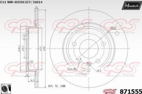 Maxtech 871555.0060 - Тормозной диск autospares.lv