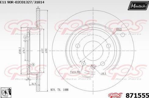 Maxtech 871555.0080 - Тормозной диск autospares.lv