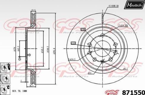 Maxtech 871550.6880 - Тормозной диск autospares.lv