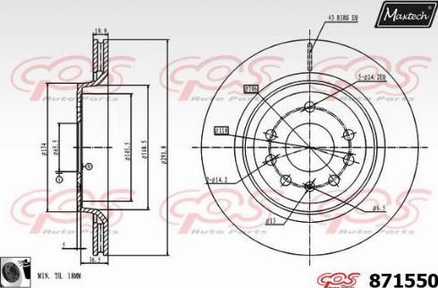 Maxtech 871550.0060 - Тормозной диск autospares.lv