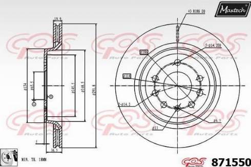 Maxtech 871550.0080 - Тормозной диск autospares.lv