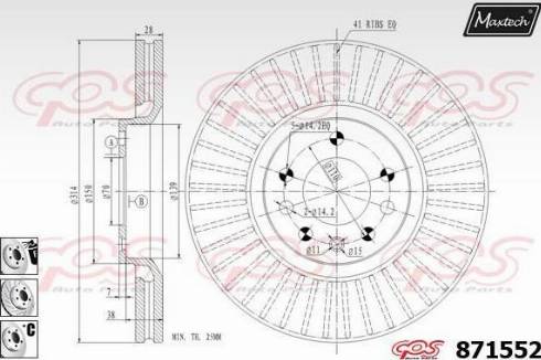 Maxtech 871552.6880 - Тормозной диск autospares.lv