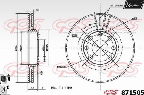 Maxtech 871505.6060 - Тормозной диск autospares.lv