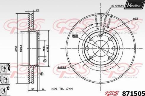 Maxtech 871505.6880 - Тормозной диск autospares.lv