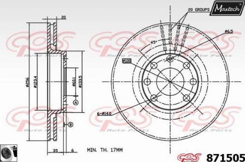 Maxtech 871505.0060 - Тормозной диск autospares.lv